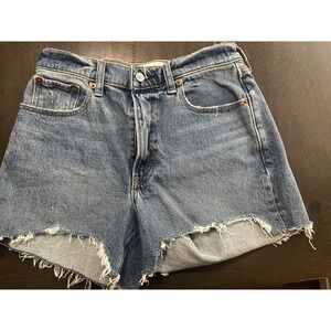 Denim Cutoff Shorts Distressed Raw Hem Blue Wash Womens Mom Abercrombie & Fitch